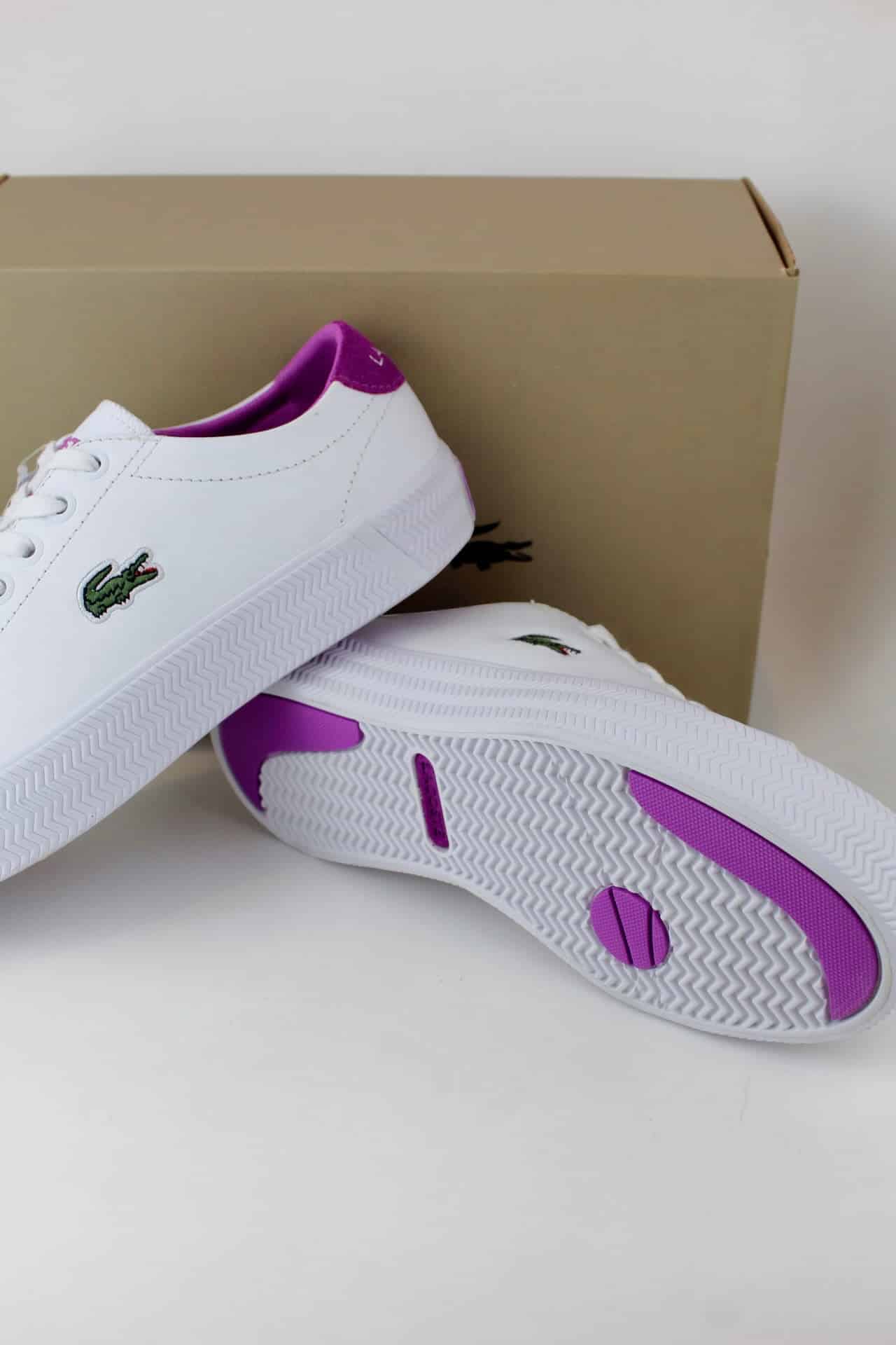 Tênis Lacoste Feminino Gripshot - Branco e Roxo - Ale Imports