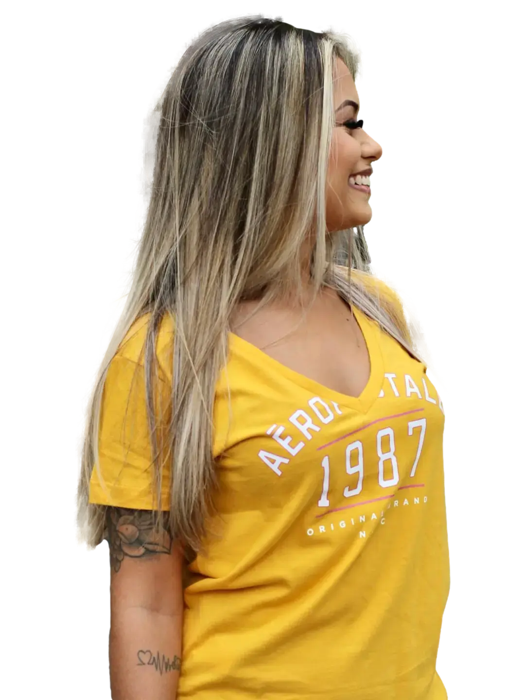 Camiseta Aeropostale Feminina - Amarela - Ale Imports