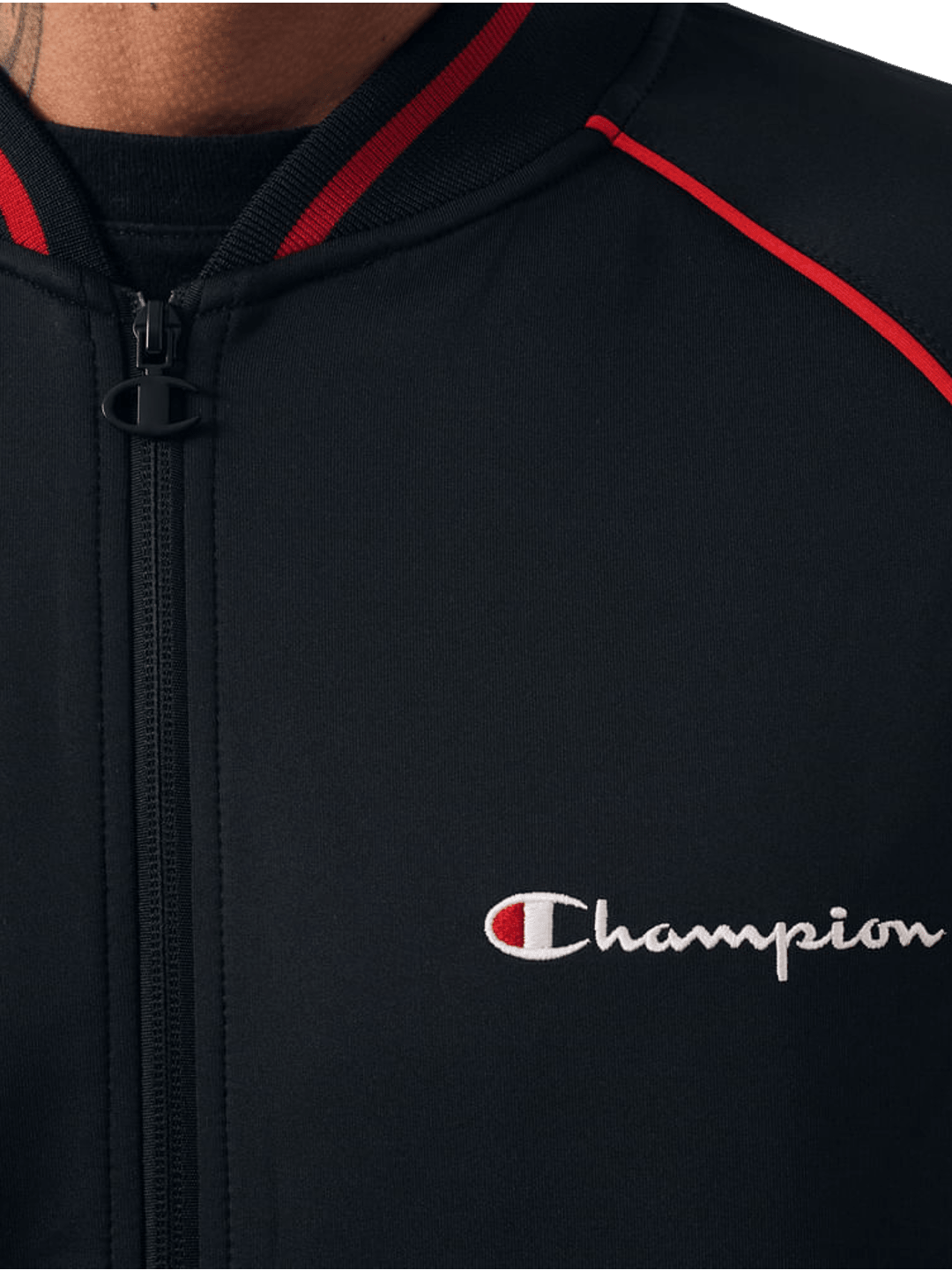 Conjunto Agasalho Champion Active Tracksuit Piping Mini Script Logo — Preto - Ale Imports