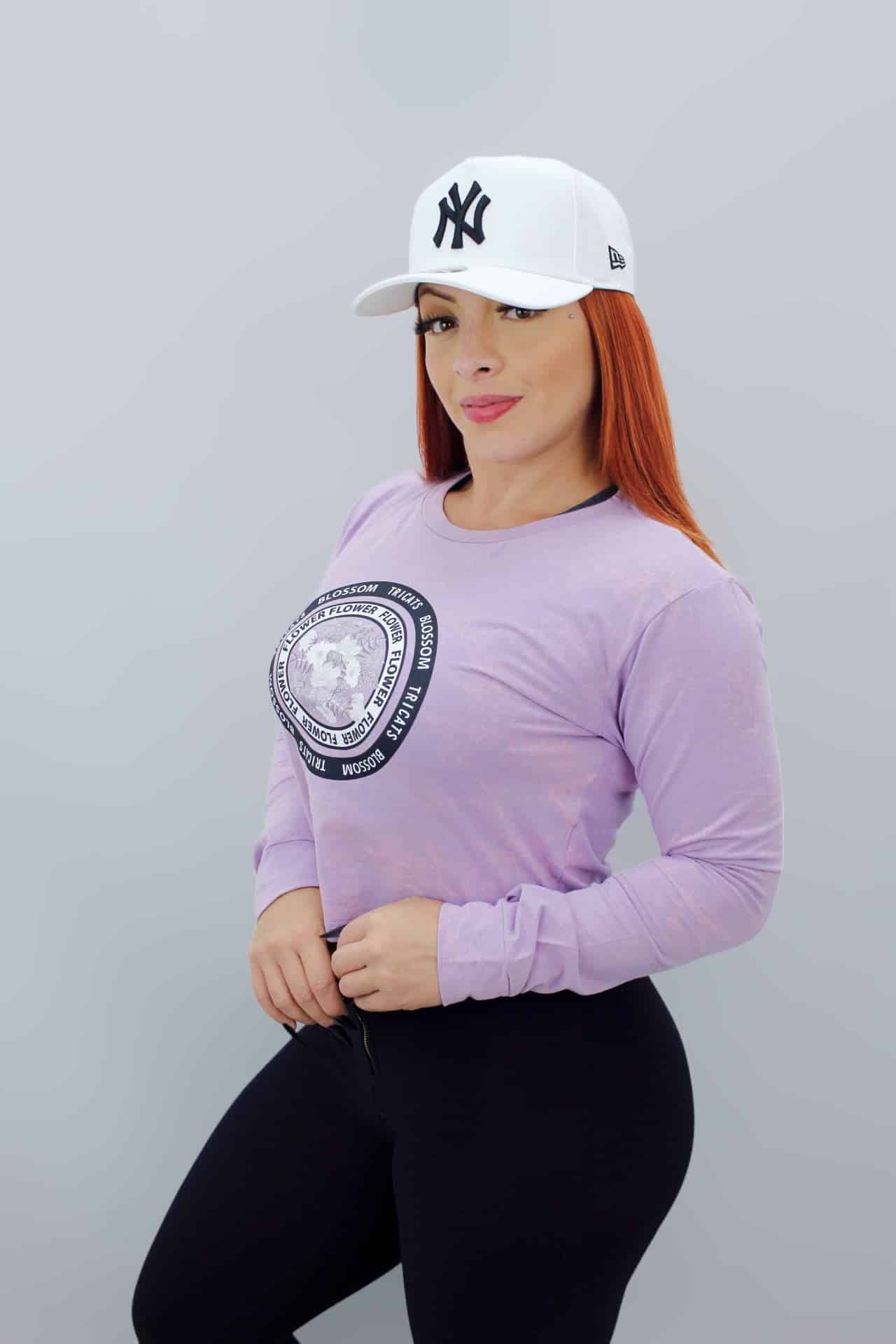 Manga Longa Cropped Feminina Tricats - Cinza - Ale Imports