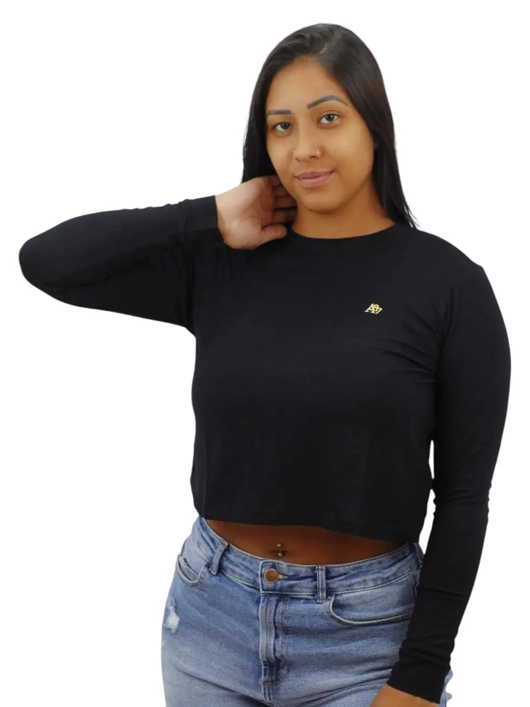 Camiseta Aeropostale Feminina Manga Longa - Preta - Ale Imports