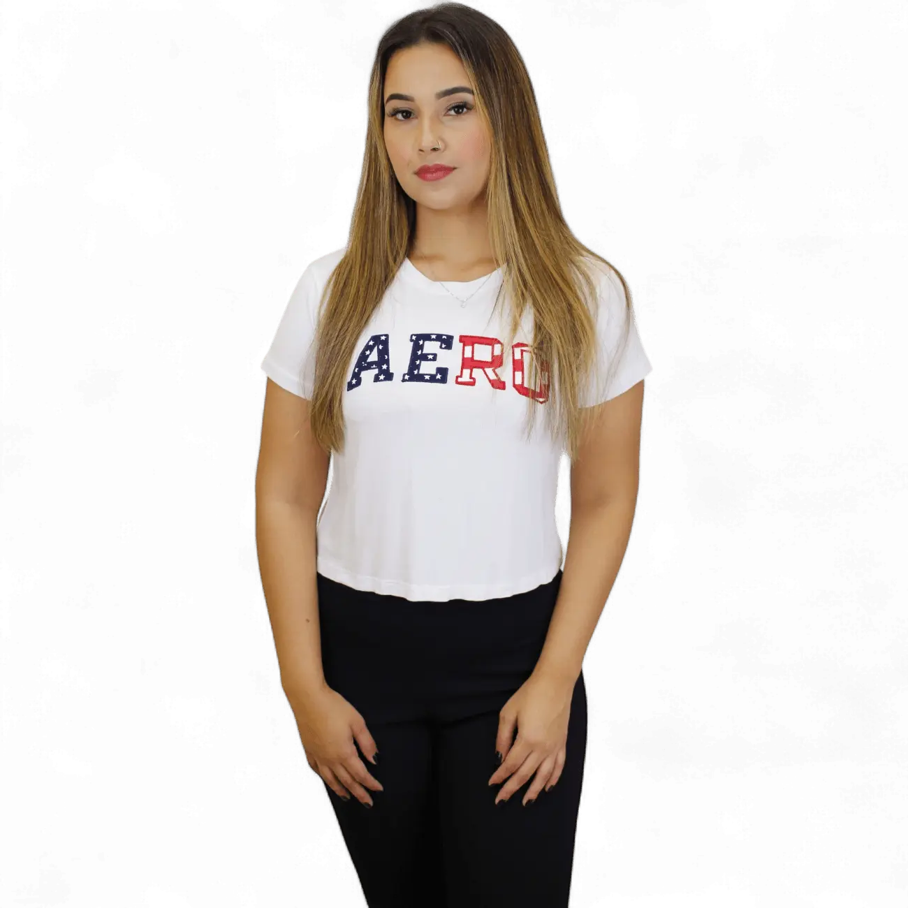 Camiseta Aeropostale feminina Cropped - branca - Ale Imports
