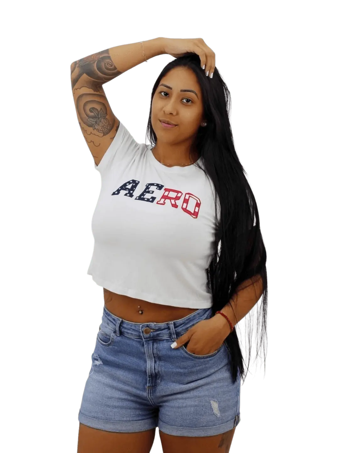 Camiseta Aeropostale feminina Cropped - branca - Ale Imports