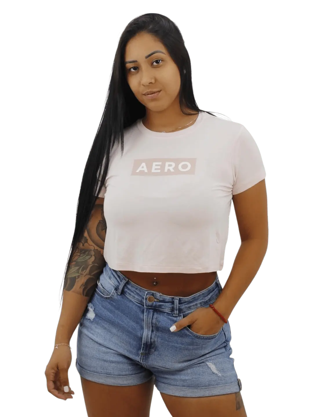 Camiseta Feminina aeropostale Cropped - Rosa - Ale Imports