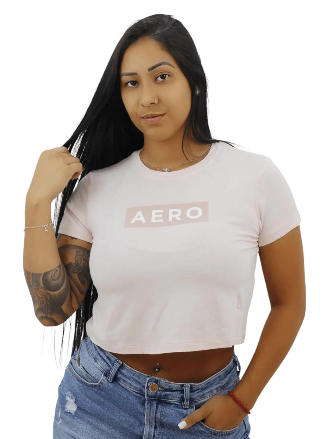 Camiseta Feminina aeropostale Cropped - Rosa - Ale Imports