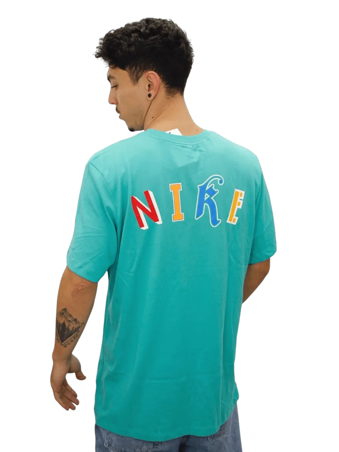 Camiseta Nike Masculina - Verde Água com Estampa Colorida - Ale Imports