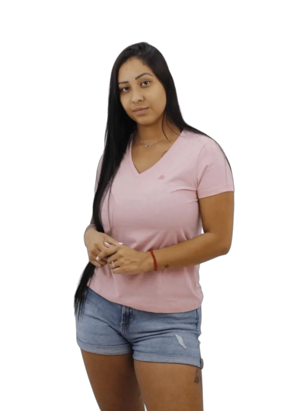 Camiseta feminina Gola V Aeropostale - Rosa - Ale Imports