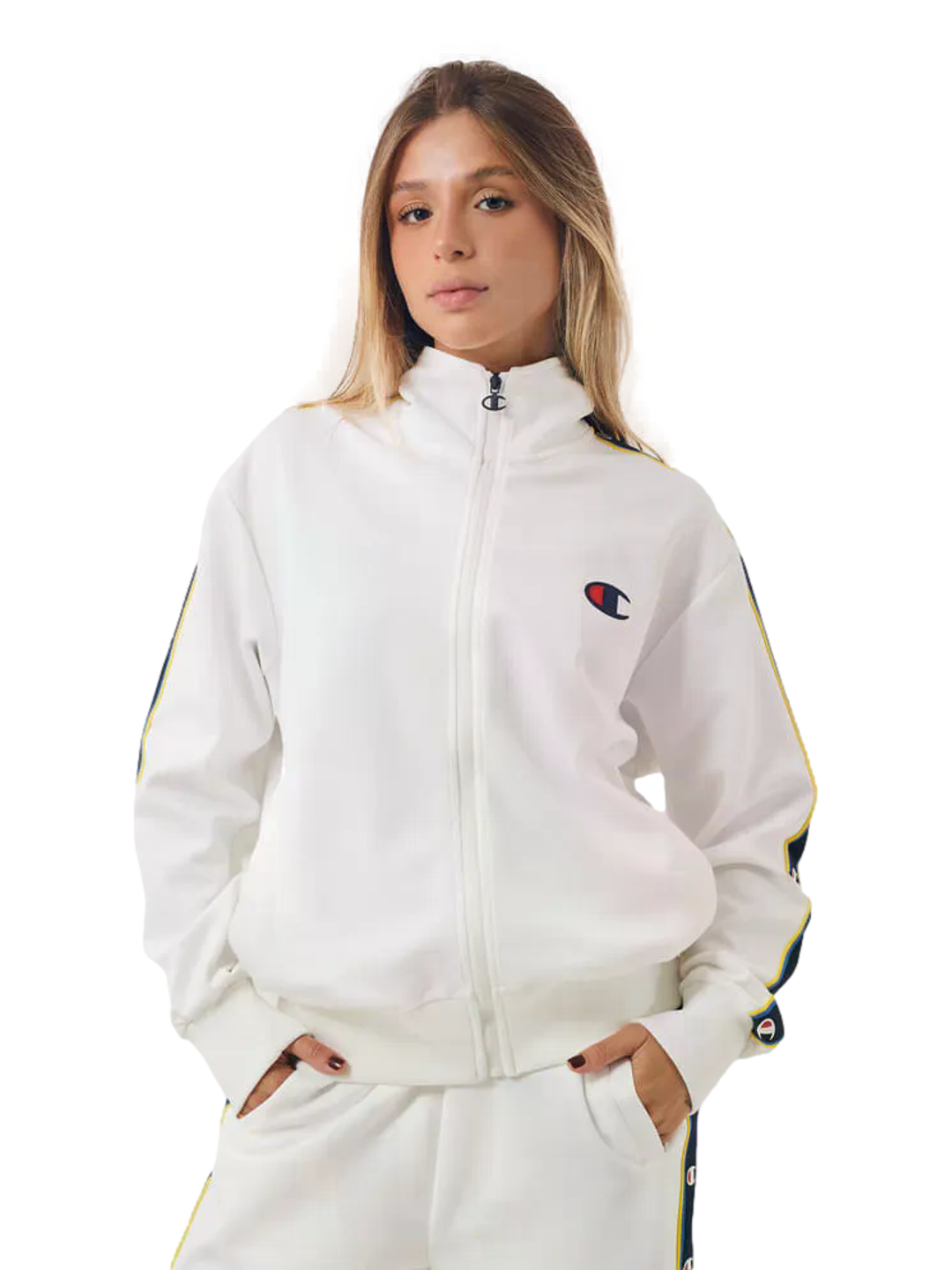Conjunto Agasalho Feminino Champion Active C Tape - Branco- LTKF001B