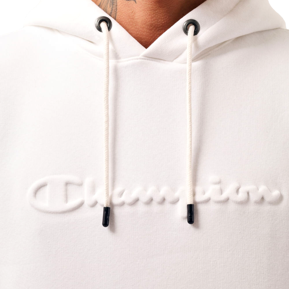 Moletom Canguru Champion Life Embossing — Branco