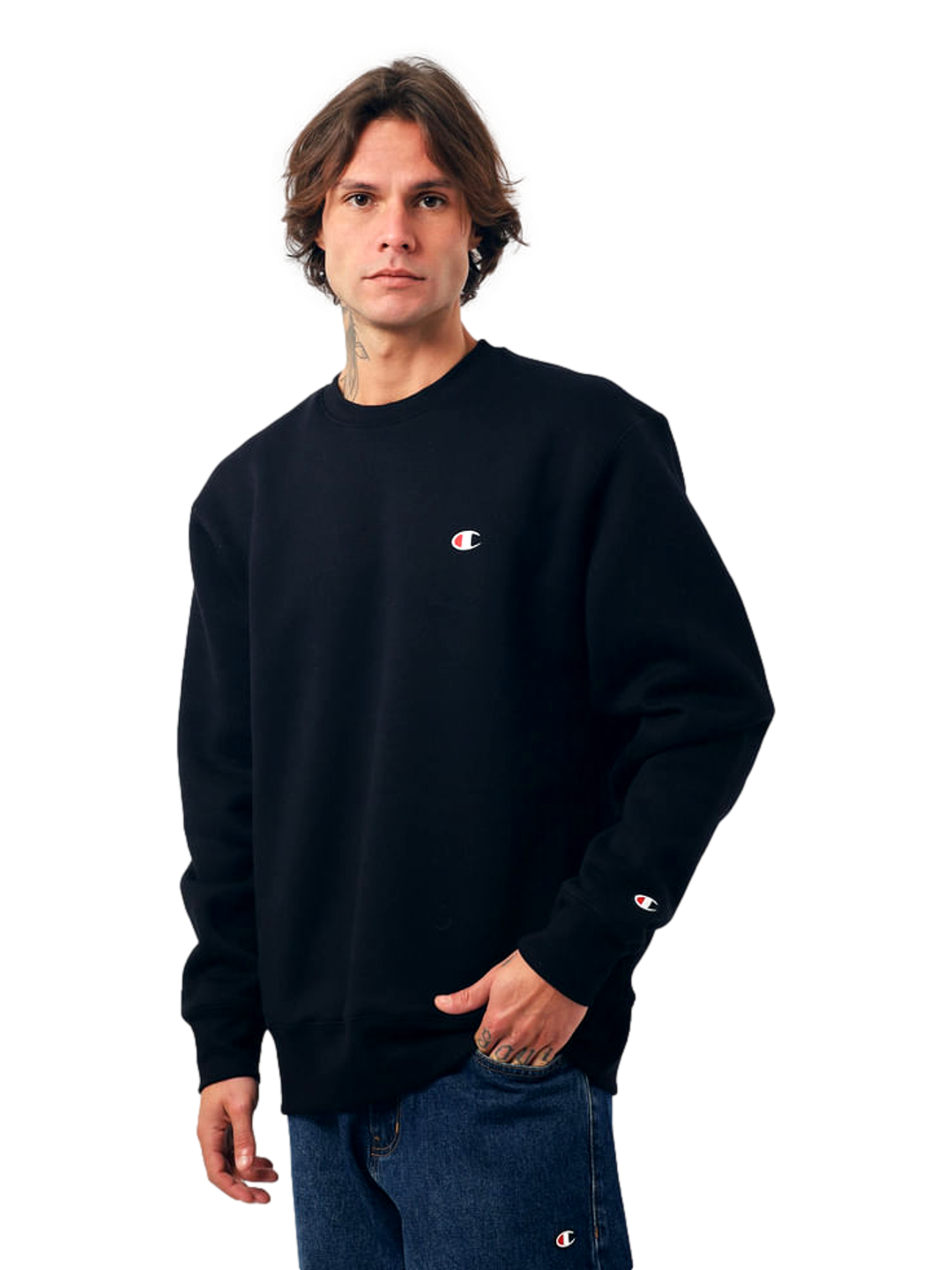 Moletom Careca Champion Masculino C Logo Bordado — Preto- GF371B