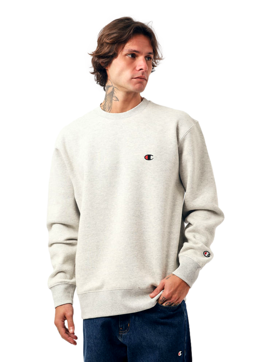 Moletom Careca Champion Masculino C Logo Bordado — Cinza-GF371B