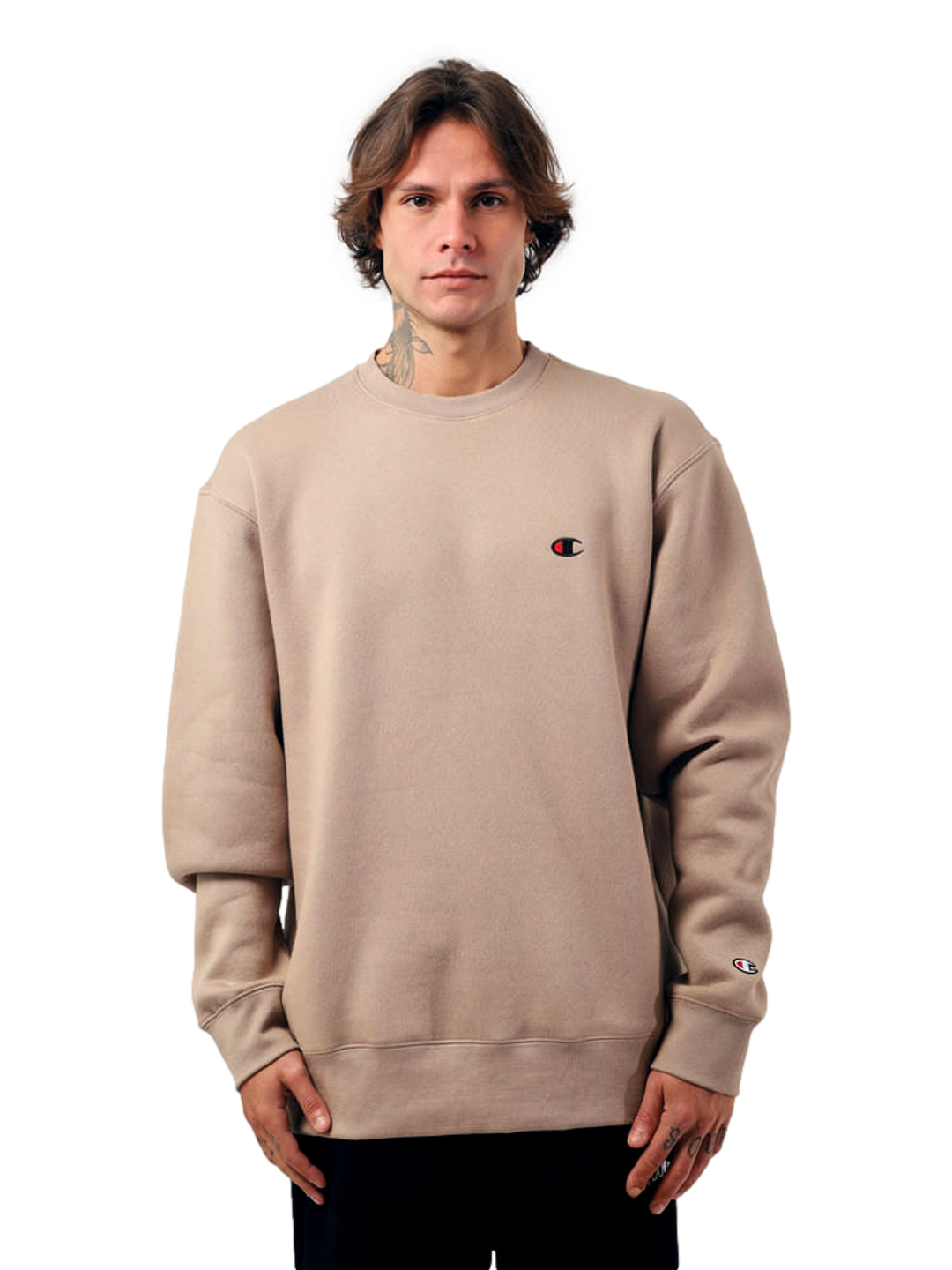 Moletom Careca Champion Masculino C Logo Bordado — Khaki-GF371B