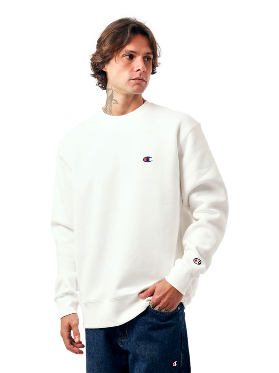Moletom Careca Champion Masculino C Logo Bordado — Branco -GF371B