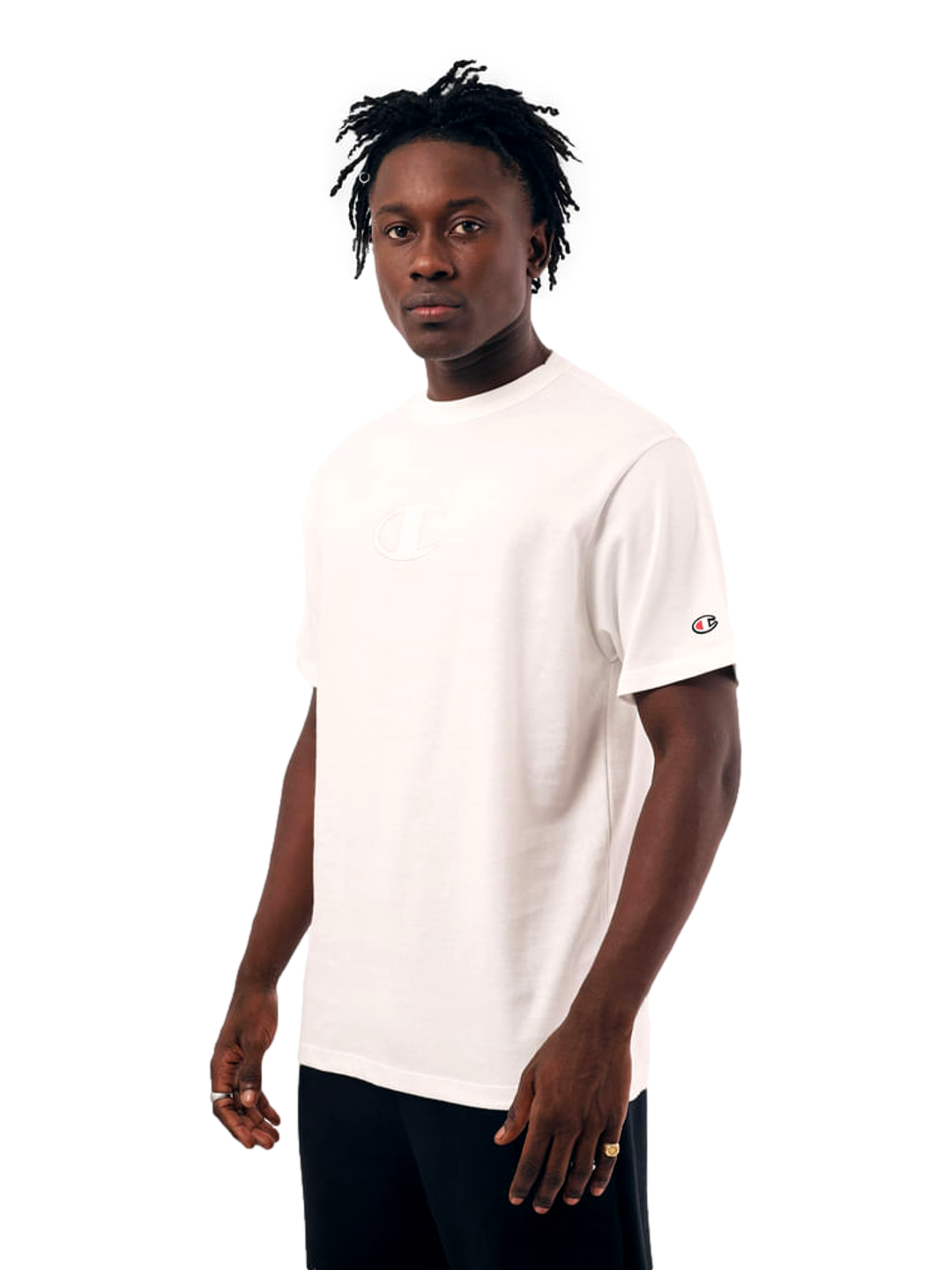 Camiseta Champion Masculina Life C Logo 3D Bordado — Off-White