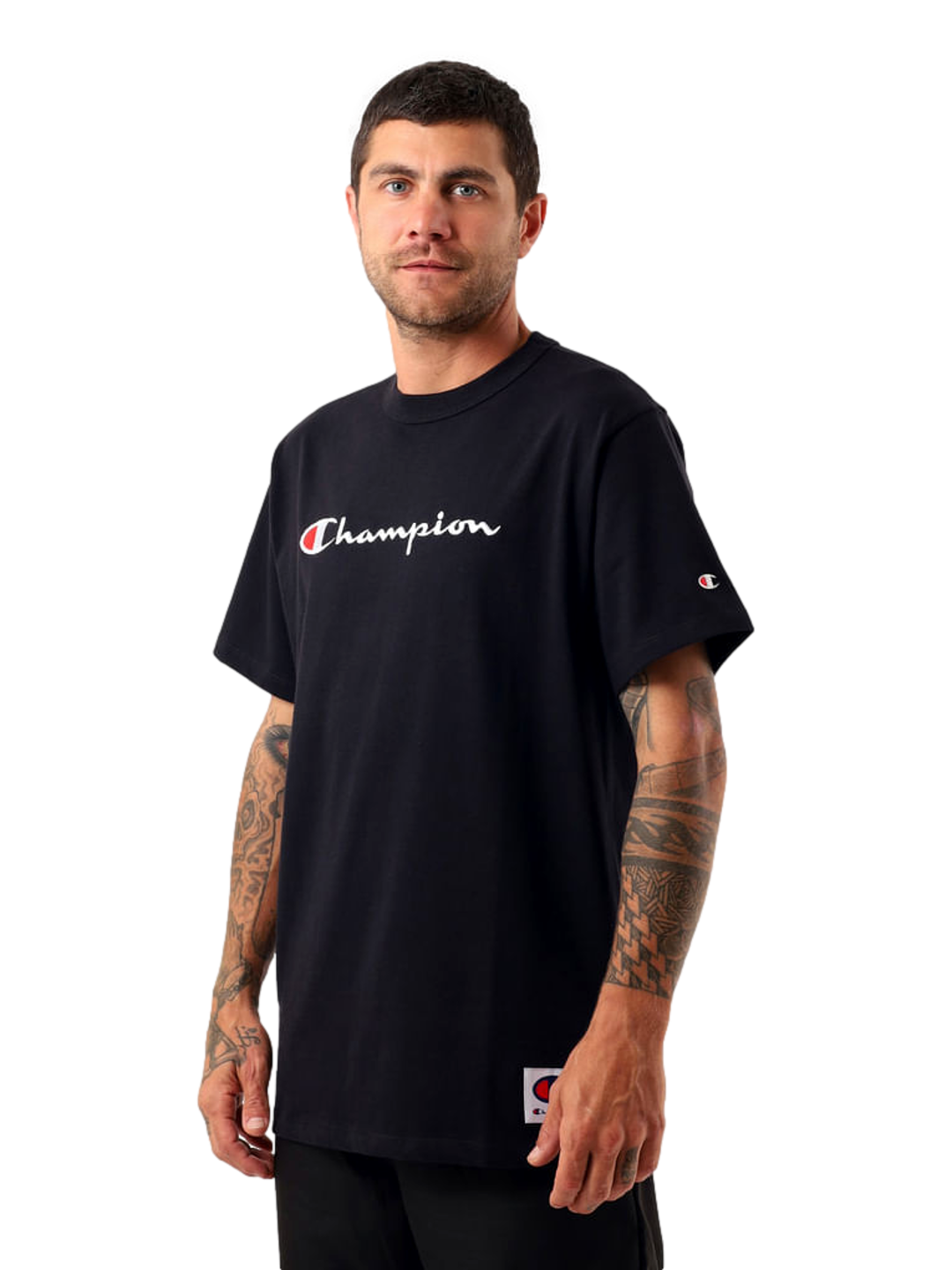 Camiseta Champion Masculina Life Script Logo Emb - Preta