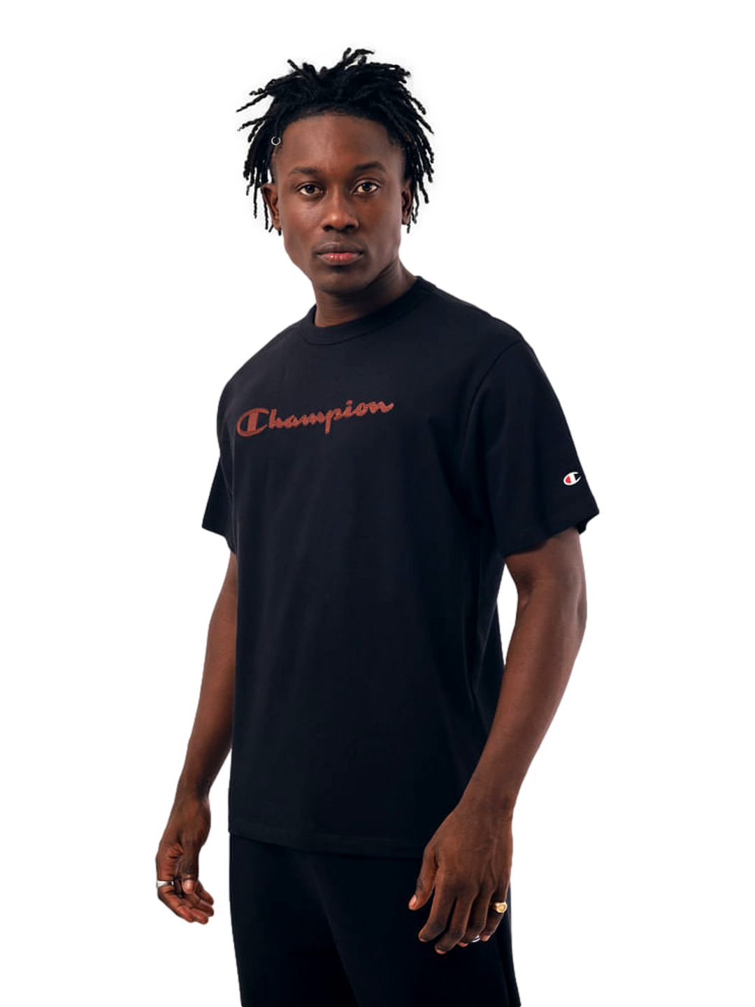 Camiseta Champion Masculina Life Script Stitch Bordado — Preto