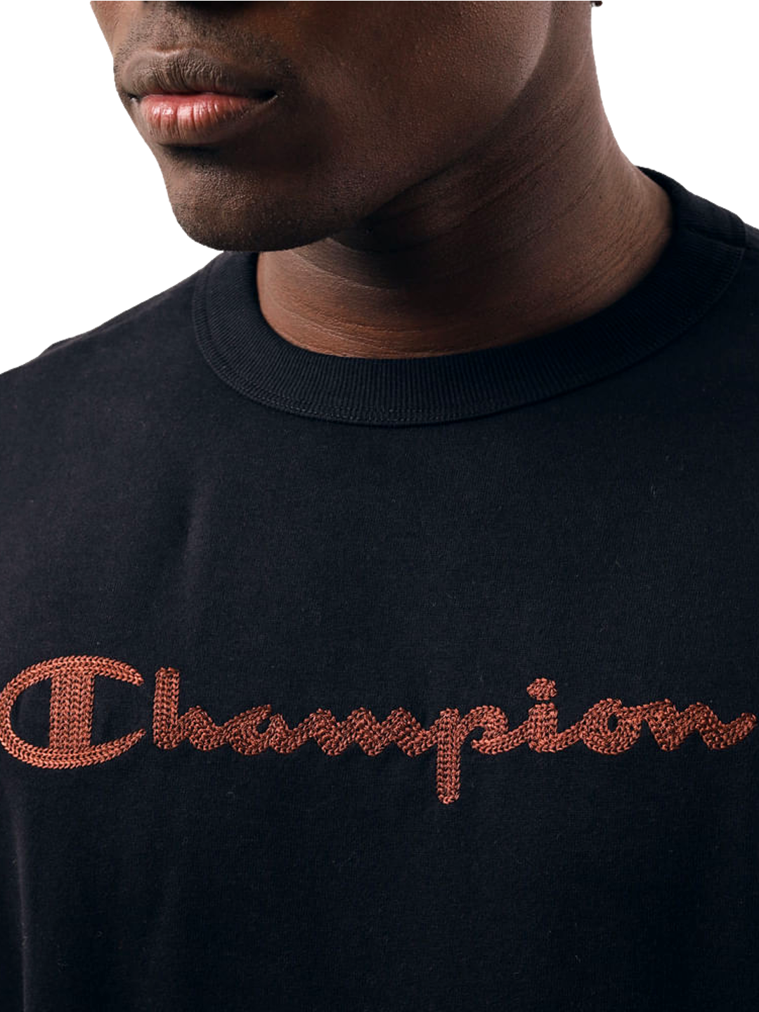 Camiseta Champion Masculina Life Script Stitch Bordado — Preto