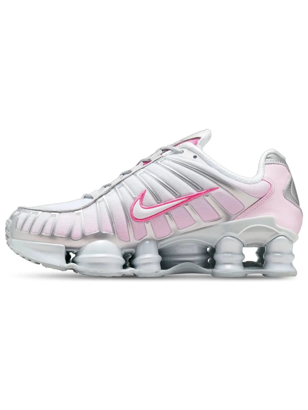 Detalhe do solado do Tênis Nike Shox TL Rosa mostrando o sistema Shox de amortecimento com molas traseiras.

O Tênis Nike Shox TL Feminino - Rosa é mais do que um tênis esportivo — é uma declaração de estilo. A estrutura reforçada com entressola firme e solado emborrachado garante segurança e tração em diferentes tipos de solo. Ideal para o dia a dia, caminhadas, academia ou simplesmente para quem não abre mão de andar bem calçada.