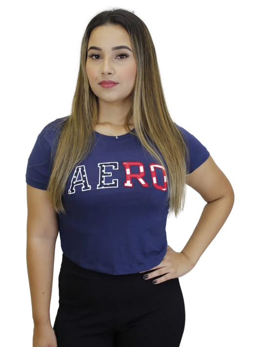 Camiseta Aeropostale Feminina- Azul Aeropostale