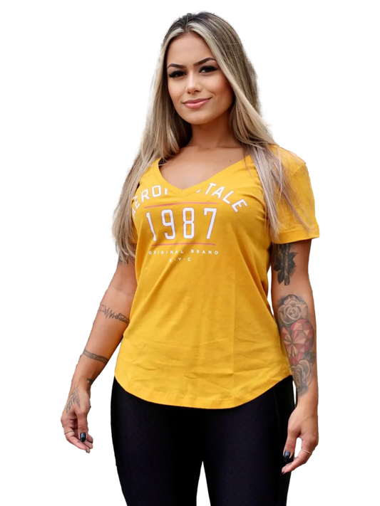 Camiseta Aeropostale Feminina - Amarela Aeropostale