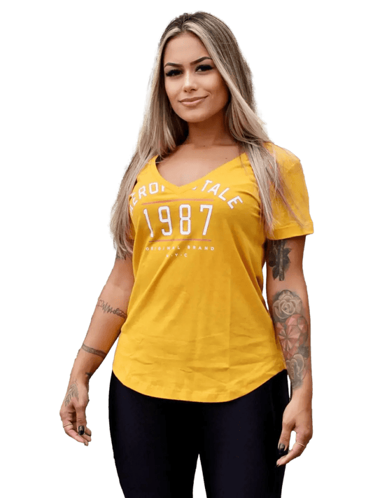Camiseta Aeropostale Feminina - Amarela - Ale Imports