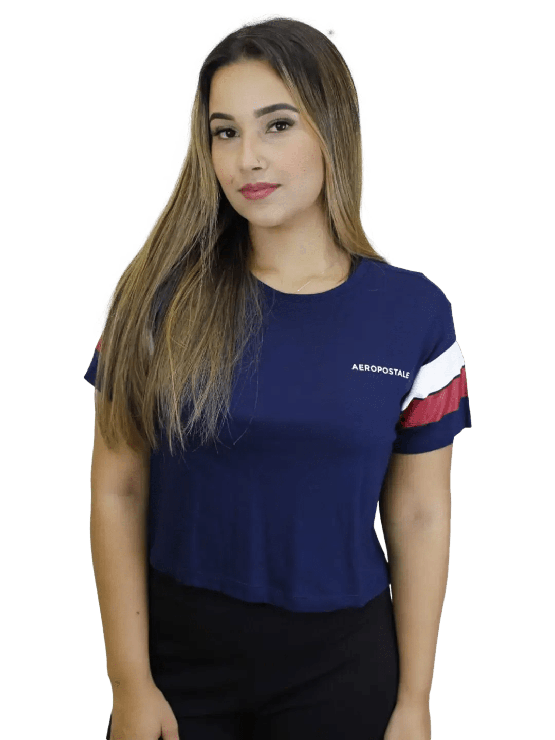 Camiseta Aeropostale Feminina cropped - azul - Ale Imports