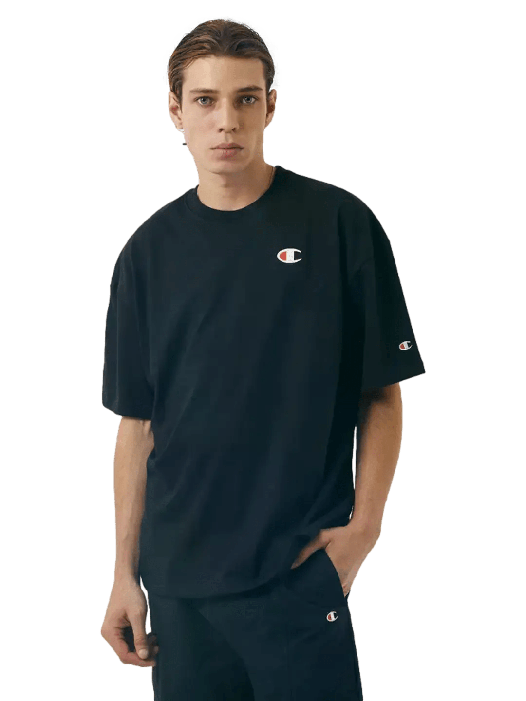 Camiseta Champion Masculina Life Boxy Nano Text Ink - Preta - Ale Imports