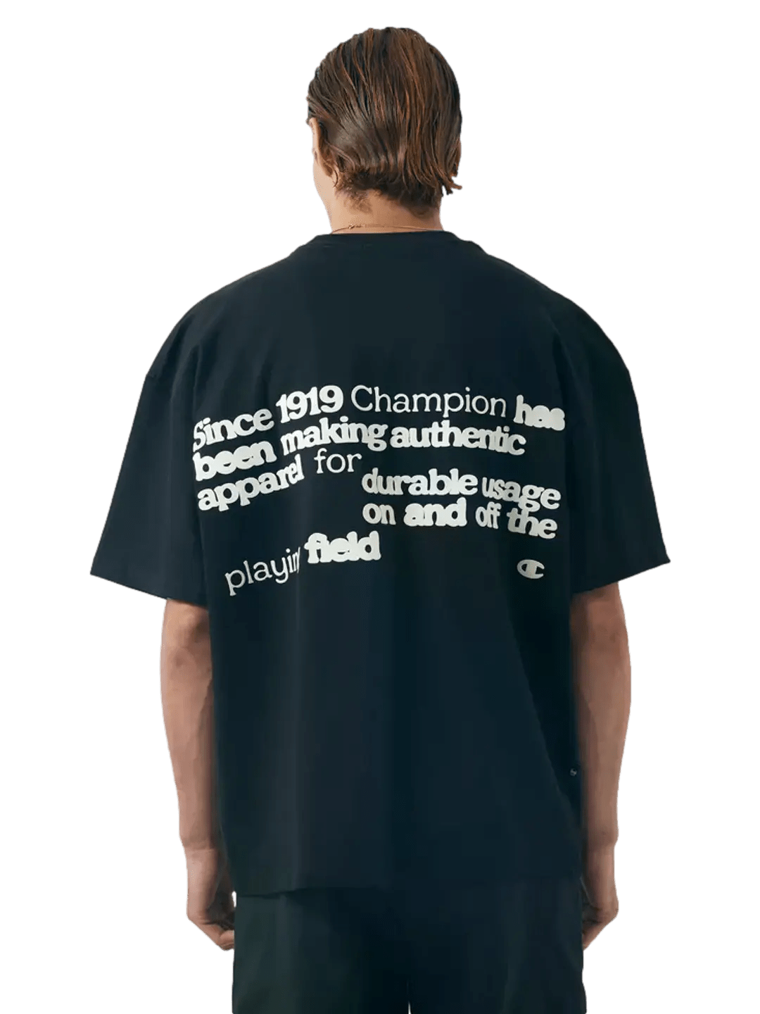 Camiseta Champion Masculina Life Boxy Nano Text Ink - Preta - Ale Imports