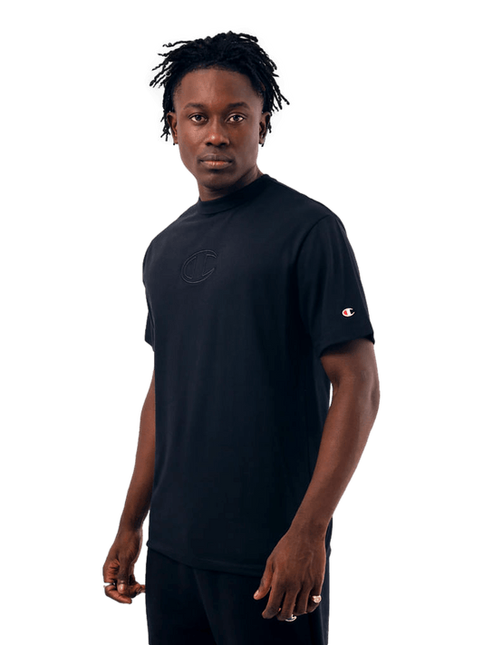 Camiseta Champion Masculina Life C Logo 3D Bordado — Preto - Ale Imports