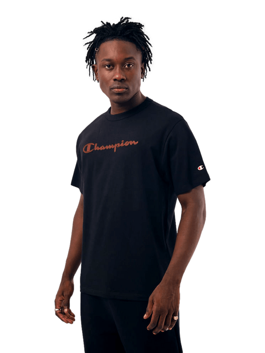 Camiseta Champion Masculina Life Script Stitch Bordado — Preto - Ale Imports