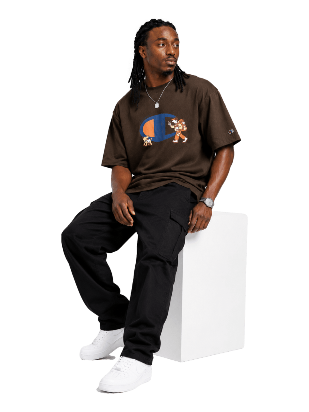 Camiseta Champion Oversize Masculina - Marrom - Ale Imports