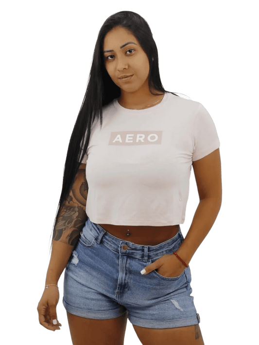 Camiseta Feminina aeropostale Cropped - Rosa - Ale Imports