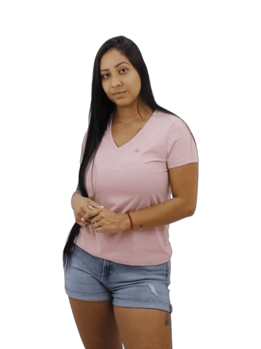Camiseta feminina Gola V Aeropostale - Rosa - Ale Imports