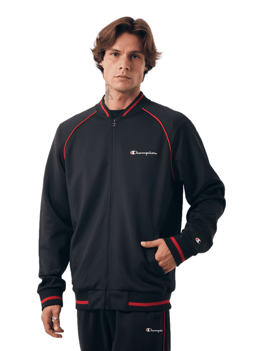 Conjunto Agasalho Champion Active Tracksuit Piping Mini Script Logo — Preto - Ale Imports