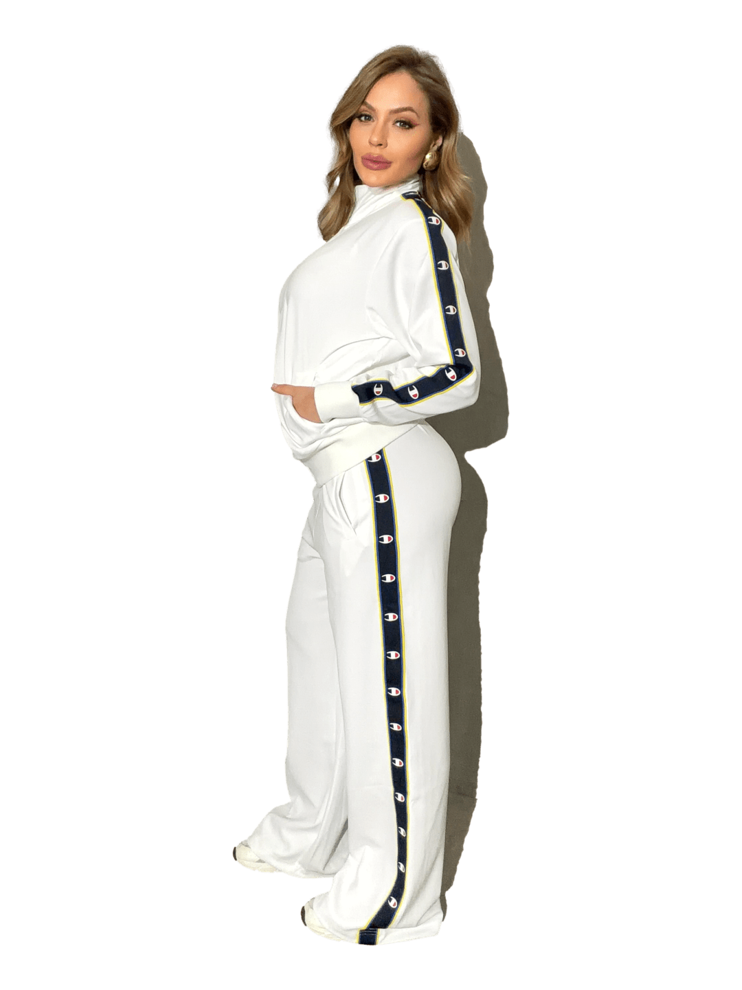 Conjunto Agasalho Feminino Champion Active C Tape - Branco- LTKF001B - Ale Imports