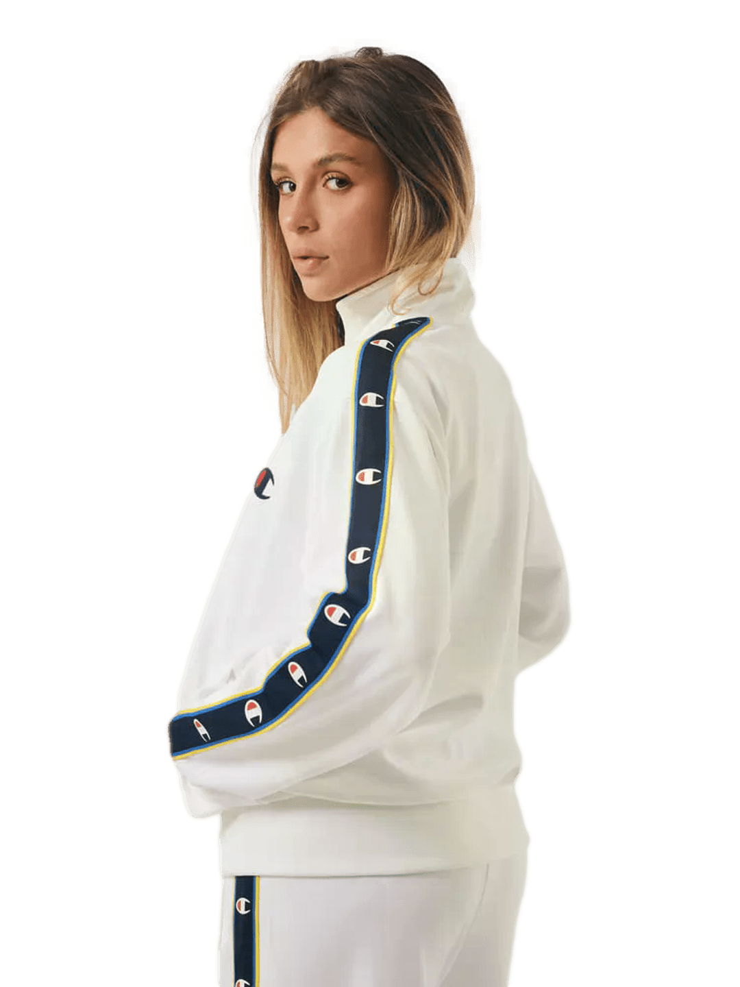 Conjunto Agasalho Feminino Champion Active C Tape - Branco- LTKF001B - Ale Imports