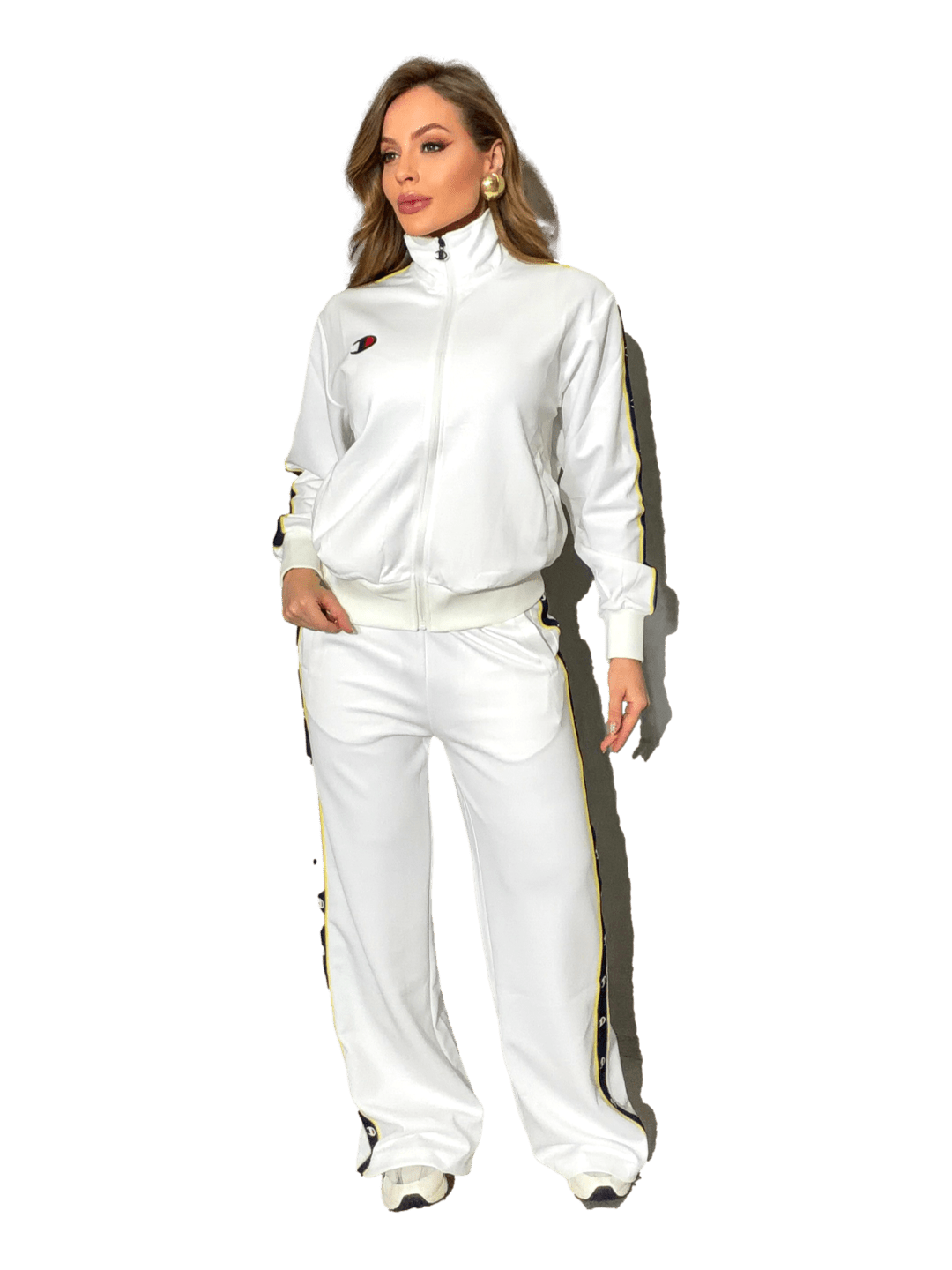 Conjunto Agasalho Feminino Champion Active C Tape - Branco- LTKF001B - Ale Imports