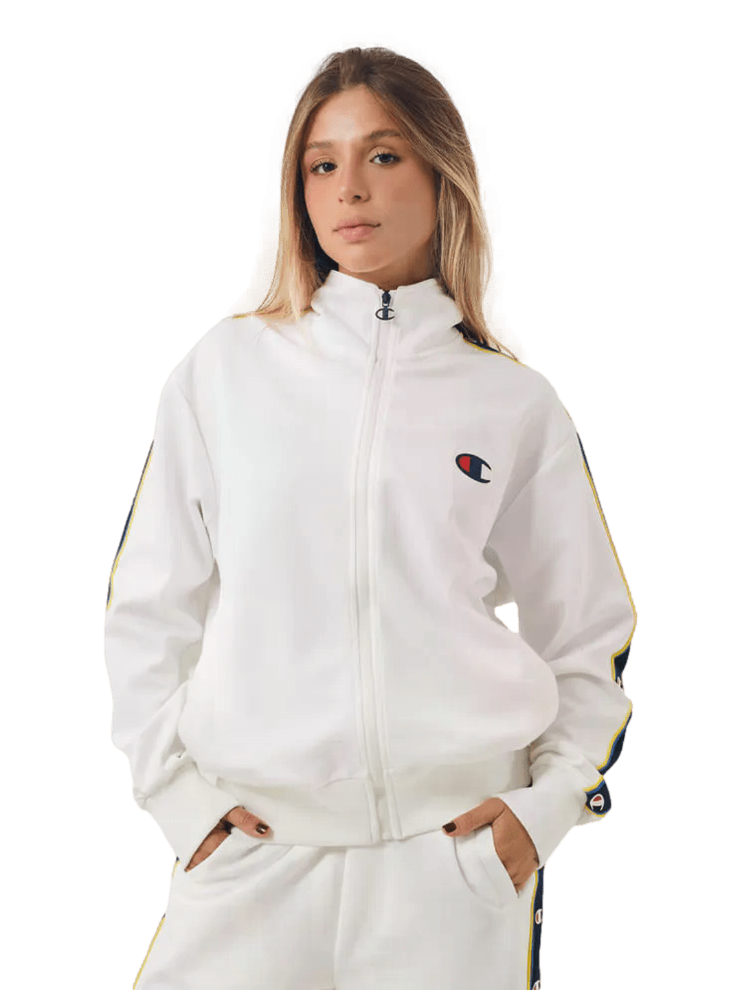 Conjunto Agasalho Feminino Champion Active C Tape - Branco- LTKF001B - Ale Imports