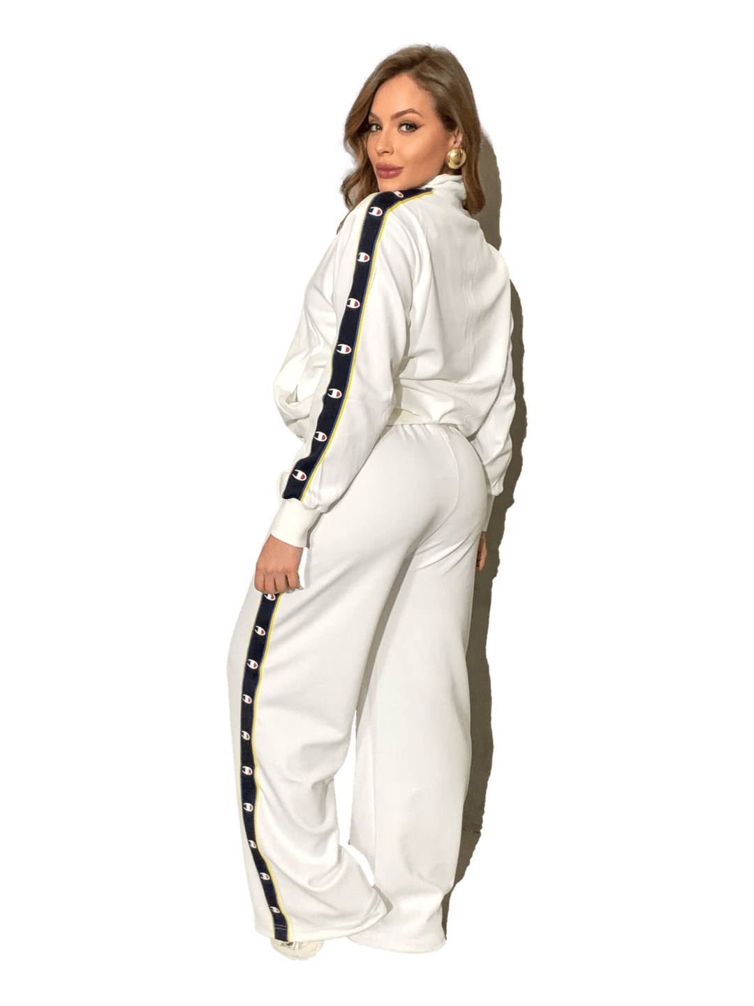 Conjunto Agasalho Feminino Champion Active C Tape - Branco- LTKF001B - Ale Imports