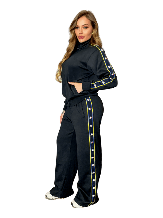 Conjunto Agasalho Feminino Champion Active C Tape - Preto- LTKF001B - Ale Imports