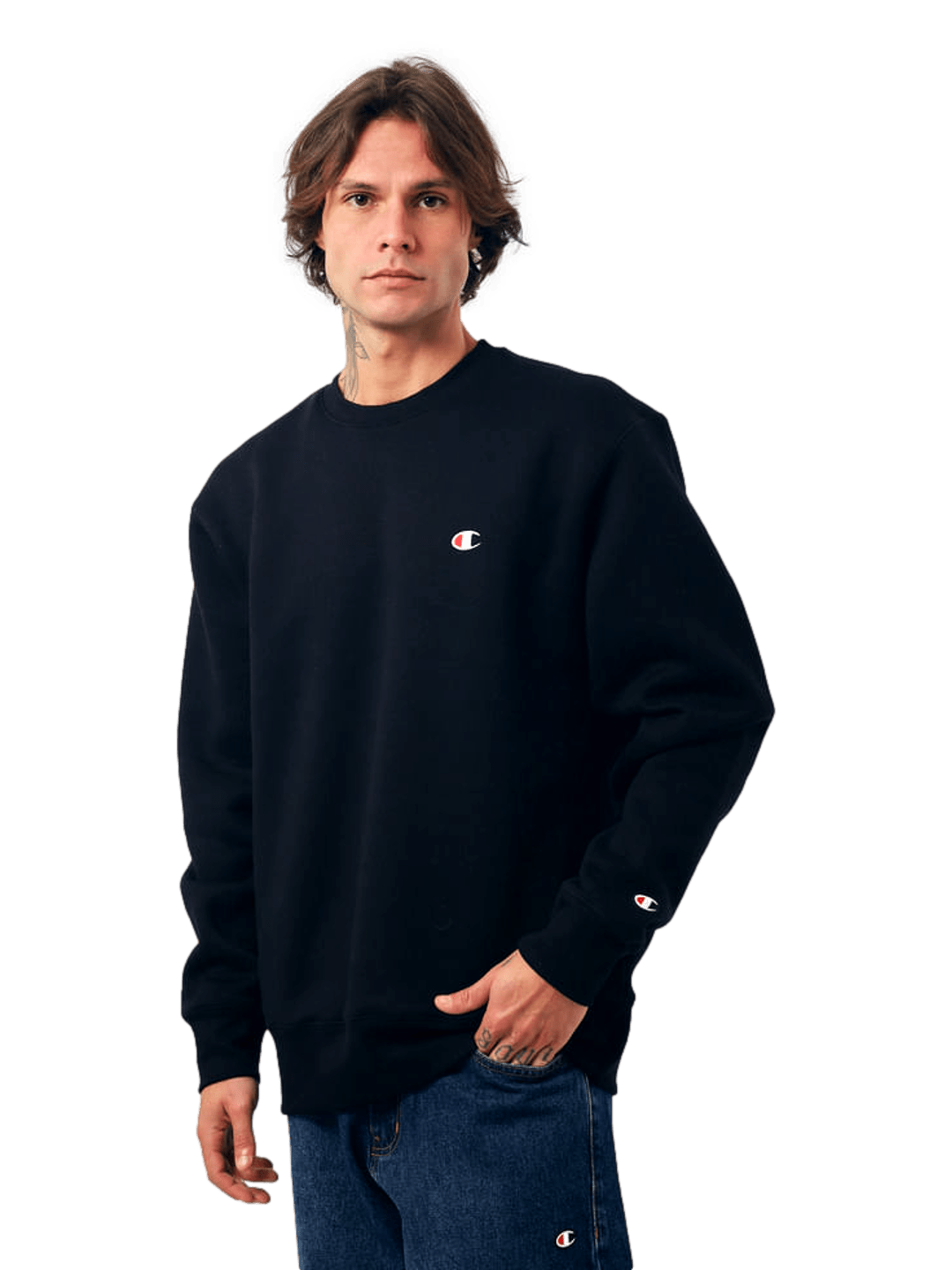 Moletom Careca Champion Masculino C Logo Bordado — Preto- GF371B - Ale Imports
