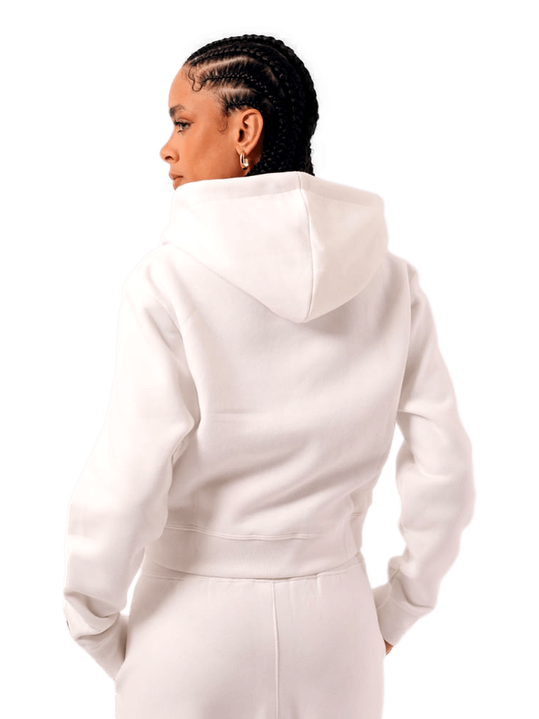 Moletom Champion Feminino Cropped com Capuz C Logo Bordado — Branco - Ale Imports