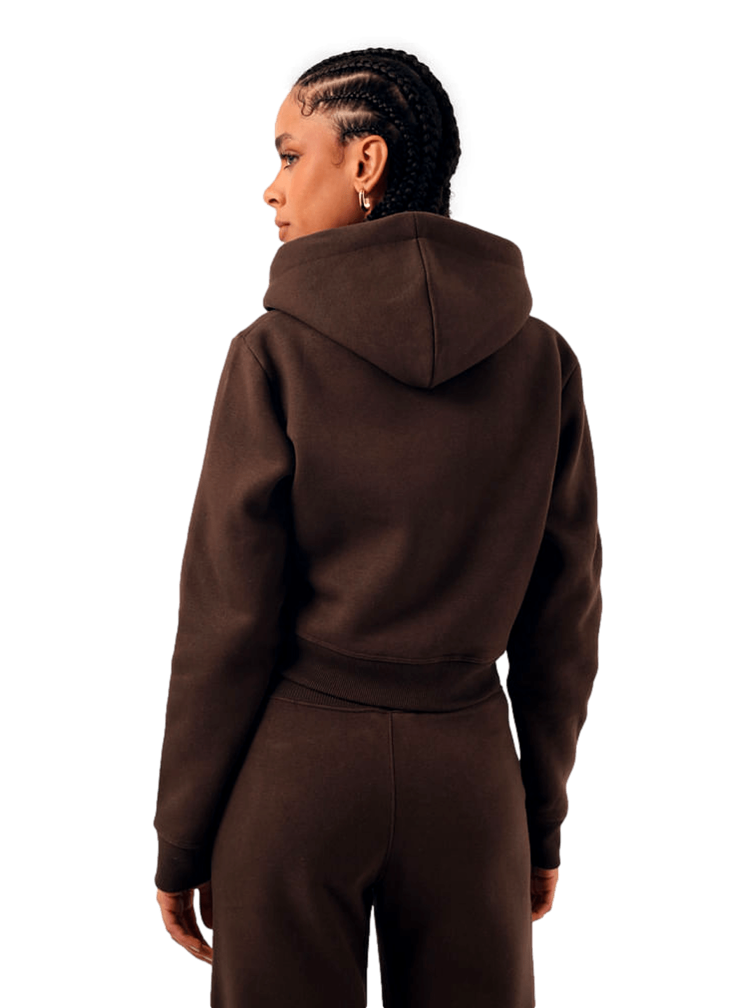 Moletom Champion Feminino Cropped com Capuz C Logo Bordado — Marrom - Ale Imports