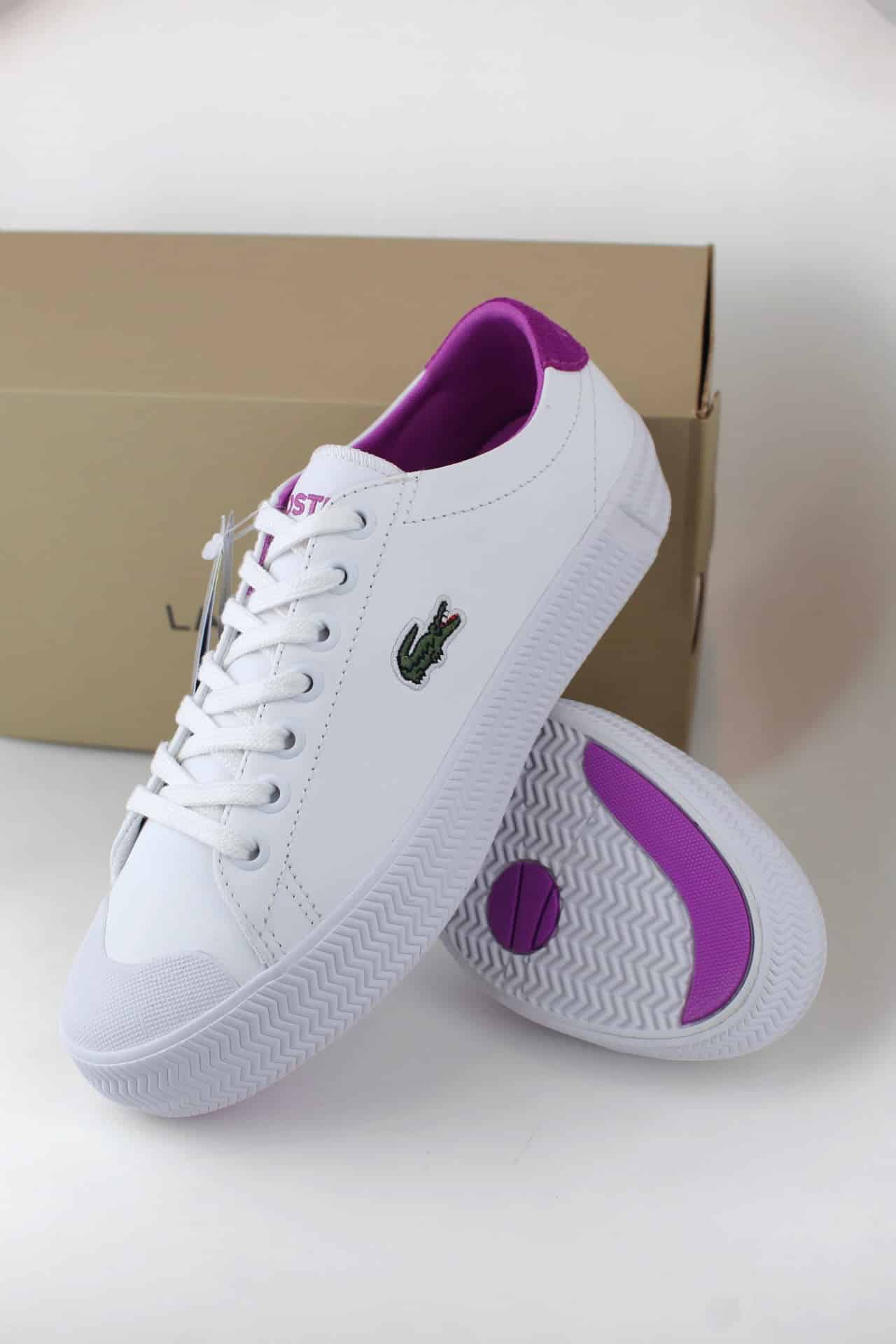 Tênis Lacoste Feminino Gripshot - Branco e Roxo - Ale Imports